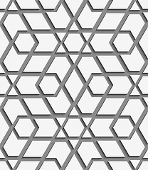 Image showing White geometrical detailed on gray seamless pattern