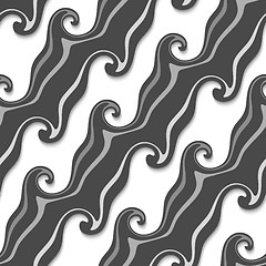 Image showing Dark gray striped curved lines and swirls seamless