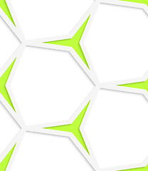 Image showing White hexagonal net and green stars seamless pattern