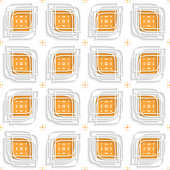 Image showing White linear leaves layered on orange seamless