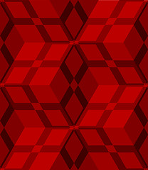 Image showing Red 3d cubes striped with net seamless pattern