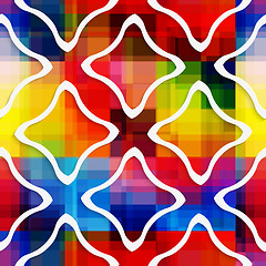 Image showing White wavy rectangles on rainbow seamless pattern