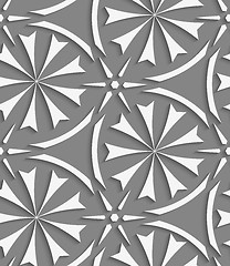 Image showing White geometrical flowers and stars seamless pattern