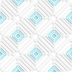 Image showing Diagonal white square net and blue pattern