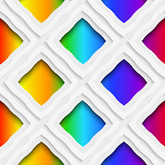 Image showing Rainbow colored rectangles holes and rim seamless pattern