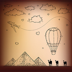 Image showing Egypt. Hand drawn Travel and tourism background.