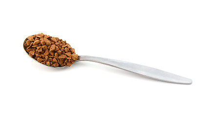 Image showing Metal teaspoon measure of instant coffee granules