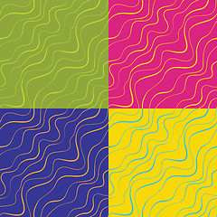 Image showing set of four seamless backgrounds with multicolored waves