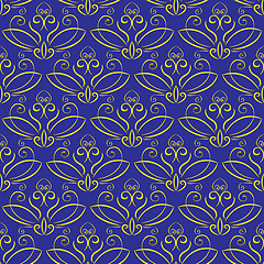Image showing seamless background with ornament. Yellow on blue