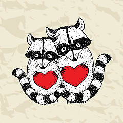 Image showing Raccoon carrying a heart.