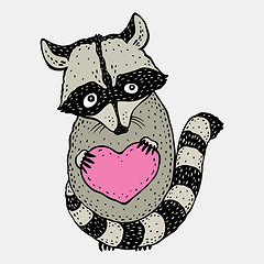 Image showing Raccoon carrying a heart.