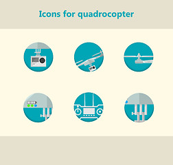 Image showing Flat circle vector icons for monitoring with quadrocopter