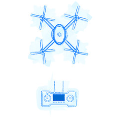 Image showing Sketch vector illustration of quadracopter