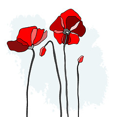 Image showing Red poppies on a sky background
