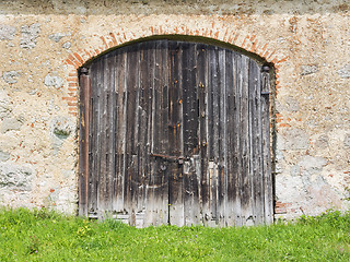 Image showing weathered wooden door