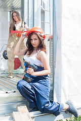 Image showing Attractive women on construction site