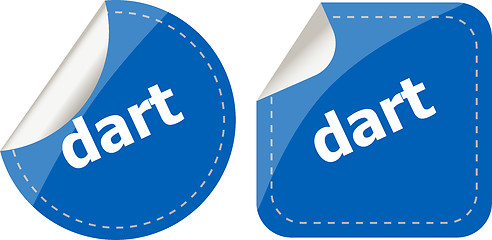 Image showing dart word stickers web button set, label, icon