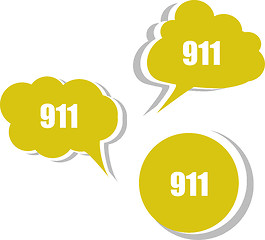 Image showing 911 on modern banner design template. set of stickers, labels, tags, clouds