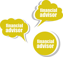 Image showing financial advisor. Set of stickers, labels, tags. Template for infographics