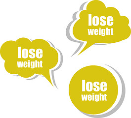 Image showing lose weight word on modern banner design template. set of stickers, labels, tags, clouds