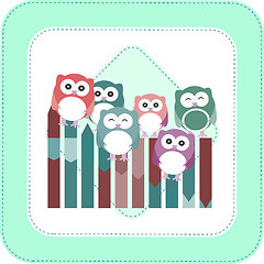 Image showing set of owls with different expressions