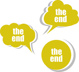 Image showing the end words on modern banner design template. set of stickers, labels, tags, clouds