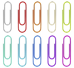 Image showing Set of multicolored paperclips