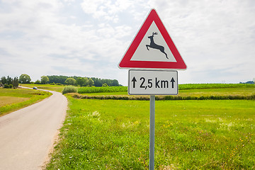 Image showing Traffic sign for deer pass in nature