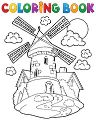 Image showing Coloring book windmill 1