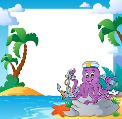 Image showing Beach frame with octopus sailor