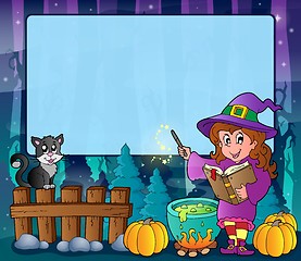 Image showing Mysterious forest Halloween frame 7