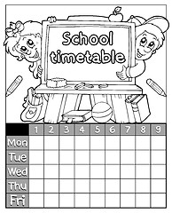 Image showing Coloring book timetable topic 3