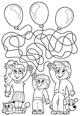 Image showing Maze 8 coloring book with children