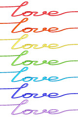 Image showing Set of colorful 'Love' words made of wire isolated on white