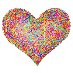 Image showing Heart shape composed of colorful striplines