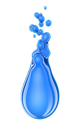 Image showing Realistic blue drop isolated on white background