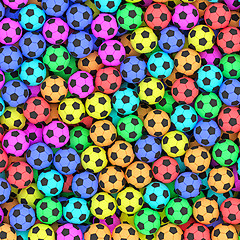 Image showing Colorful soccer balls background