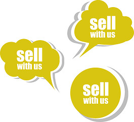 Image showing sell with us. Set of stickers, labels, tags. Business banners, infographics