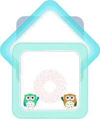 Image showing birthday party elements with cute owls and love hearts