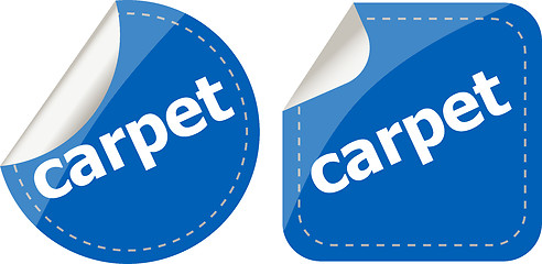 Image showing carpet word stickers set, web icon button