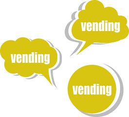 Image showing vending word on modern banner design template. set of stickers, labels, tags, clouds