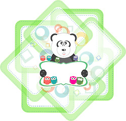 Image showing birthday party elements with cute owls and panda