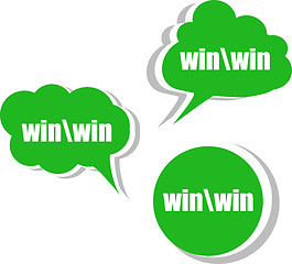 Image showing win word, set of stickers, labels, tags. Template for infographics