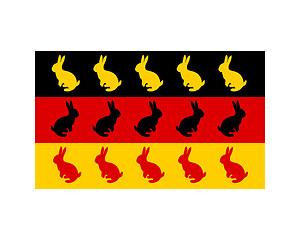 Image showing Flag of Germany with easter bunnys