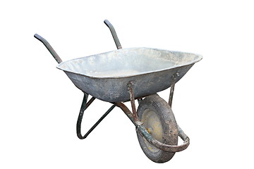 Image showing old muddy wheelbarrow