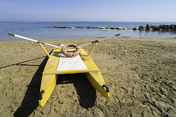 Image showing Lifeboat on the beach