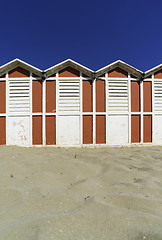 Image showing Wooden cabins on the beach