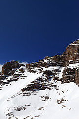 Image showing Snowy rocks with traces from avalanche