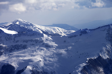 Image showing Off-piste slope at evening