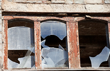 Image showing Wooden wall of old destroyed house